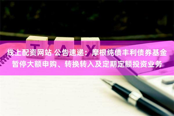 线上配资网站 公告速递：摩根纯债丰利债券基金暂停大额申购、转换转入及定期定额投资业务