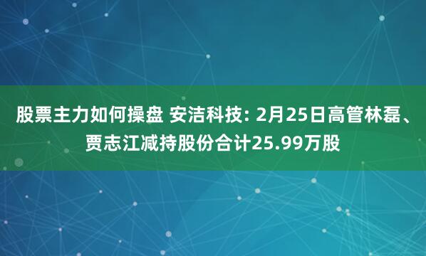 股票主力如何操盘 安洁科技: 2月25日高管林磊、贾志江减持股份合计25.99万股