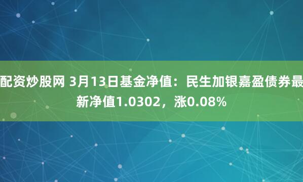 配资炒股网 3月13日基金净值：民生加银嘉盈债券最新净值1.0302，涨0.08%